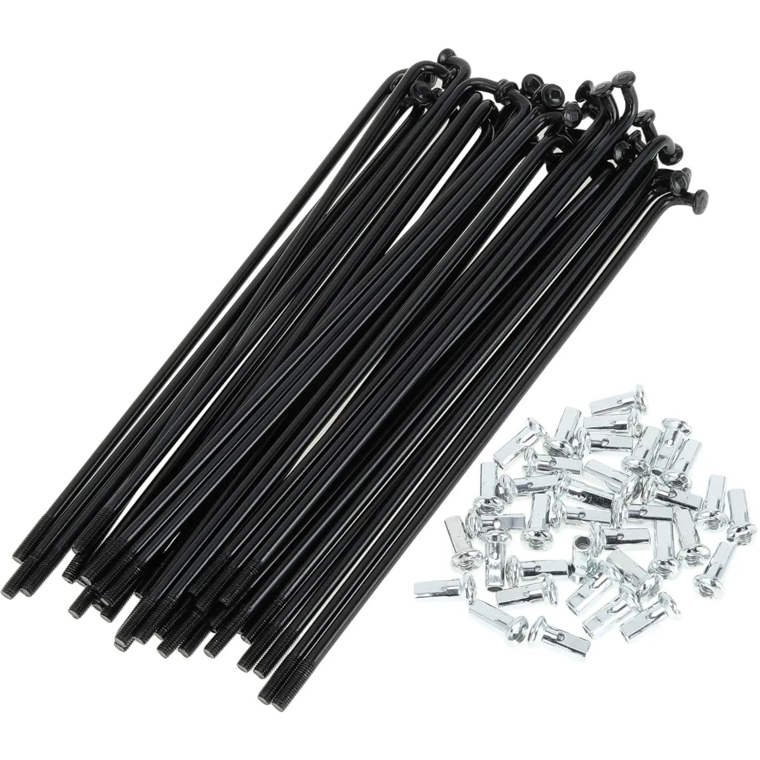1 Set Universal 12G 127mm Black Carbon Steel Bike Wheel Spokes with Nipple