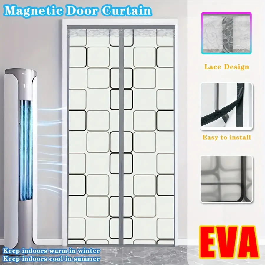 Pet Friendly Magnetic Eva Insulated Door Curtain, Hands Free Auto Close, Thermal Wind Barrier, Anti Insect Screen for Kitchen Bedroom Entrance