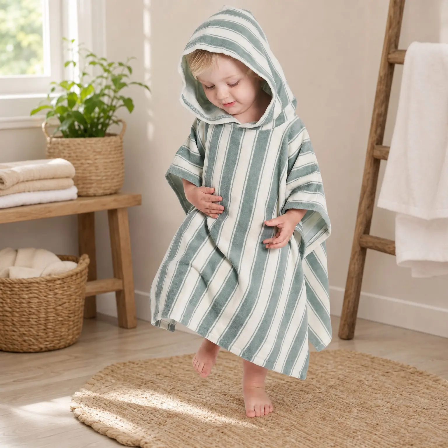 Hooded Beach Towel Poncho for Toddlers 0-3 Years - Soft Absorbent Cotton Baby Cover Up, Quick Dry for Beach, Pool and Bath Time