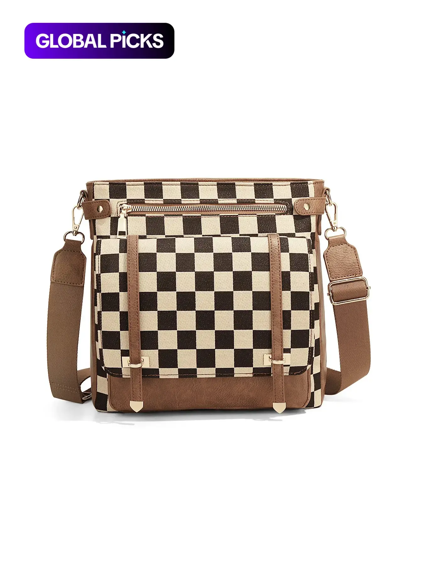 Crossbody bag for Women，Fashion Checkered Pattern Bag Messenger bag Plaid shoulder bag，Adjustable Shoulder Strap Casual, Travel, Working Bag
