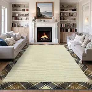 Garvee 9x12 Traditional Super Large Area Rug Non-Slip Rugs Washable Carpet Low pile Carpet for Bedroom, Dining Room, Family Room, NurseryBeige