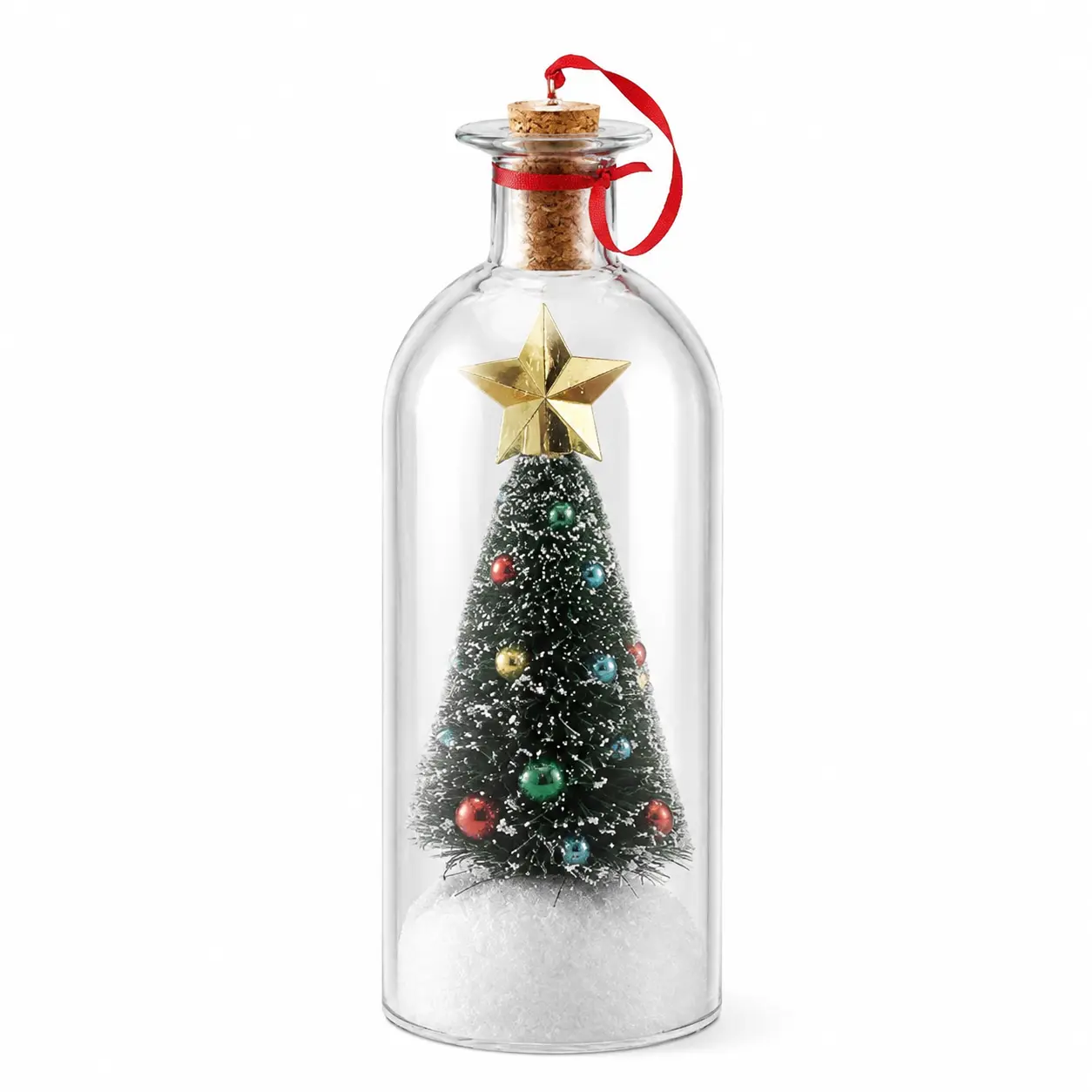 Handcrafted Glass Message-in-a-Bottle Christmas Ornament with Twine Hanger and Vintage-Inspired Design for Holiday Tree Decoration, Ideal for Personalized Keepsakes and Festive Home Styling
