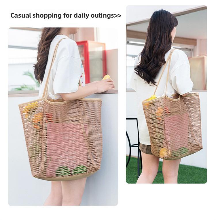 Large Capacity Beach Bag, Outdoor Mesh Camping Backpack, Foldable Shoulder Bag, Home & Outdoor Storage Bag, Ideal for Camping, Outdoor Camping Supplies