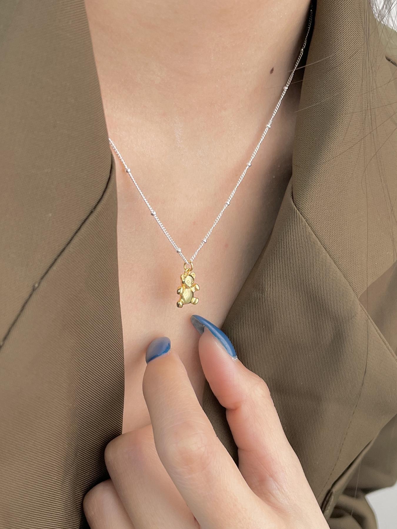 S925 Sterling Silver Cute Cartoon Bear Pendant Necklace, Fashion Jewelry for Party, Daily Clothing Decor, Trendy All-match & Exquisite Jewelry for Birthday Gift