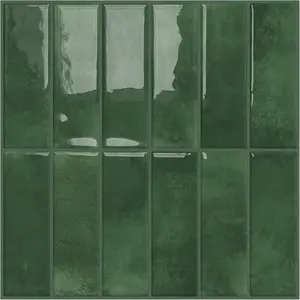 Peel and Stick Green Rectangle Subway Backsplash Self Adhesive Wall Tile Brick for Kitchen Bathroom 10-Sheet 12"×12"