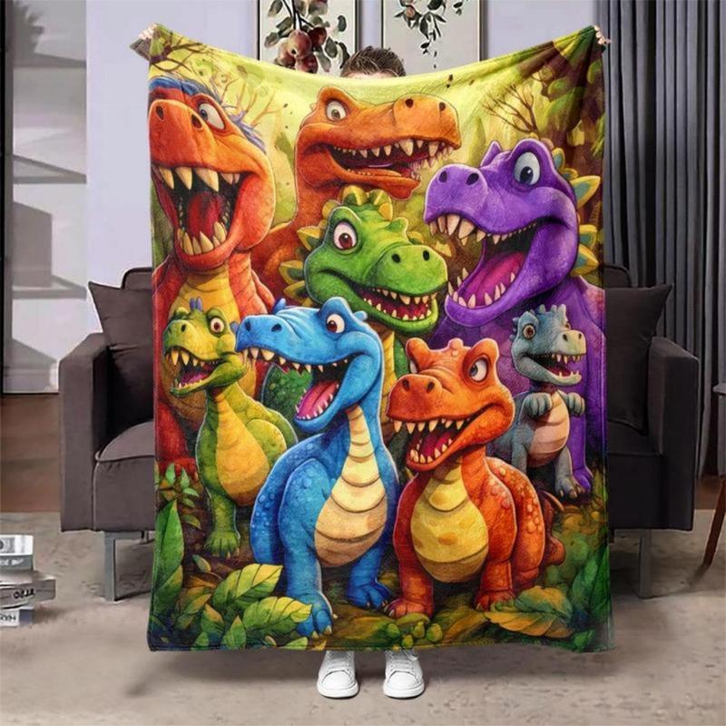Colorful Cute Dinosaur Jungle Flannel Blanket Soft Cozy Gift Throw with Cheerful Cartoon Dino Design Perfect for Gifting to Kids Snuggling Warmly or Adding Playful Prehistoric Charm to Any Space Colorful Cute Dinosaur Jungle Flannel Blanket Soft Cozy Gift Throw with Cheerful Cartoon Dino Design Perfect for Gifting to Kids Snuggling Warmly or Adding Playful Prehistoric Charm to Any Space