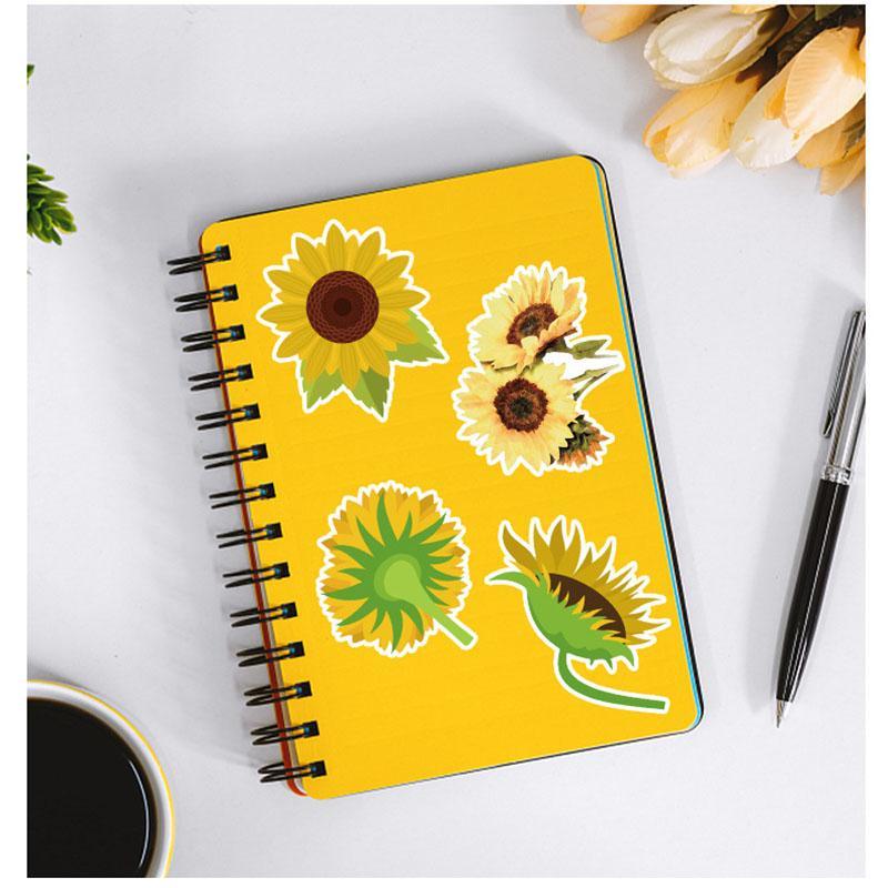 Sunflower Pattern Sticker, 50pcs/set Waterproof Self Adhesive Decor Paper, Decor Sticker for Gift Greeting Card Water Bottle Laptop Phone