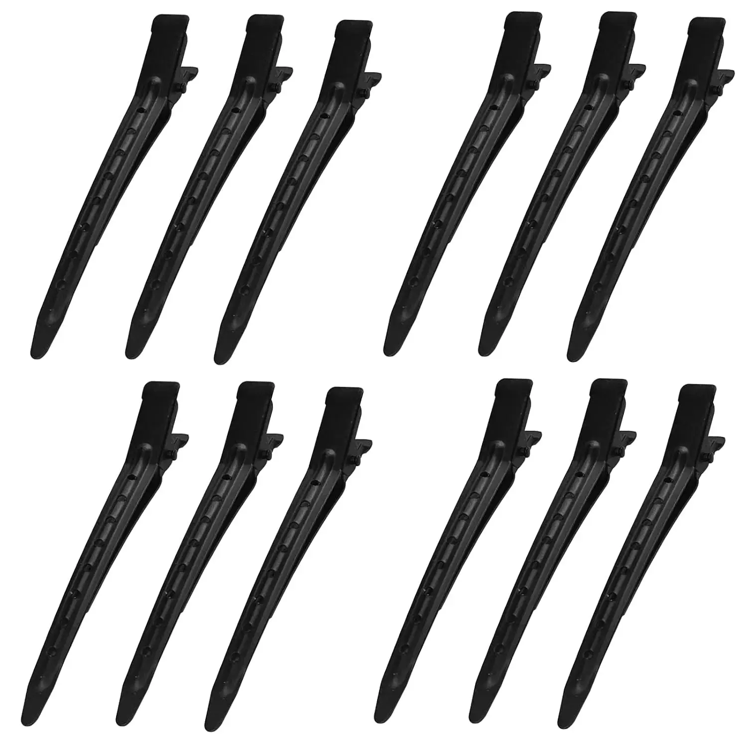 12 count Duck Billed Clips, 3.54 Inches Rustproof Metal   Clips with Holes for Hair Styling, Hair Coloring, Large, Black
