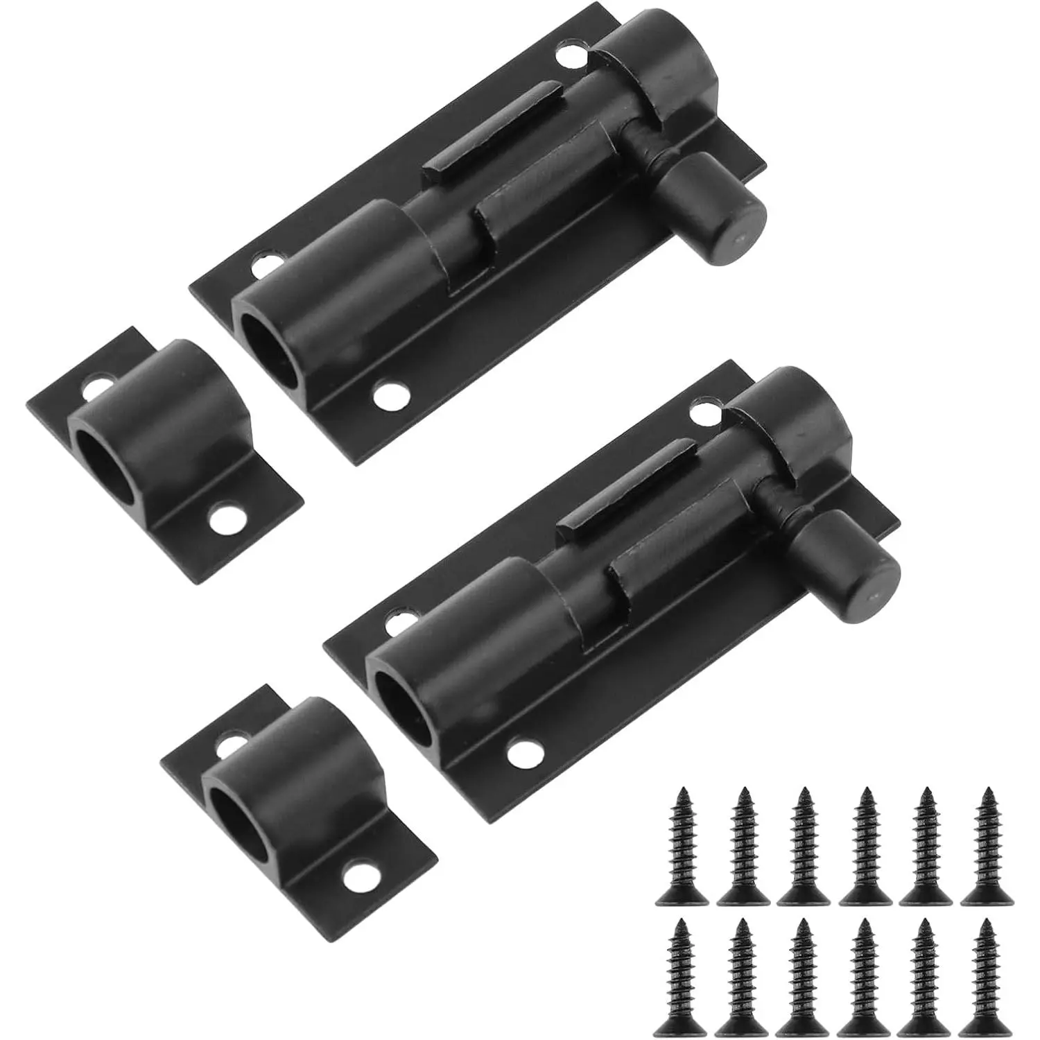 2-inch Slide Bolt Latch Matt Black Slide Locks for Inside Door Barrel Bolt Latch Sliding Door  Slide Latch Lock -2pcs