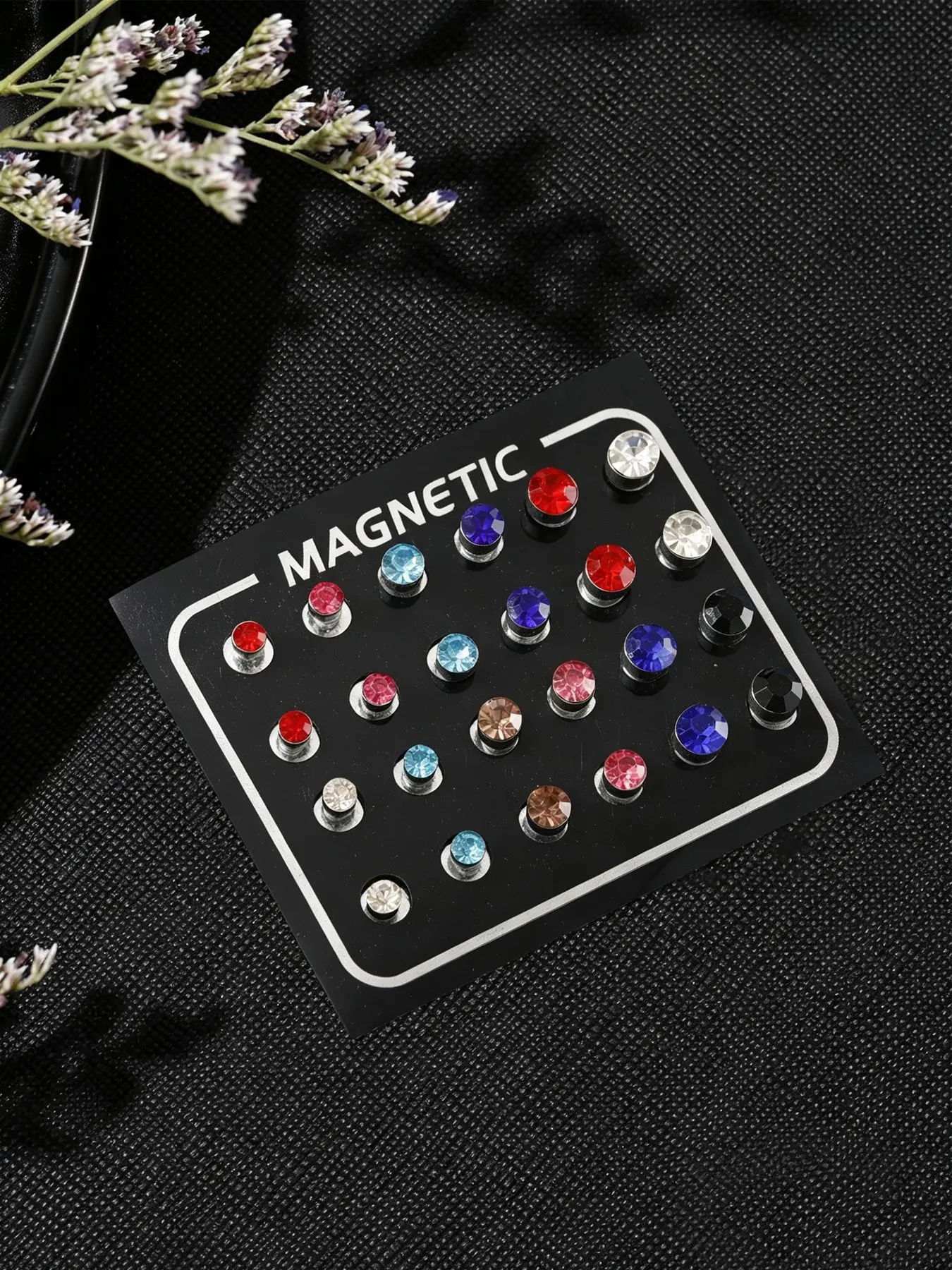 Metal Magnetic Stud Earrings Set, Reusable No Piercing Required Cubic Zirconia Fake Ear Piercing Jewelry, Multi Color Multi Size Magnet Ear Studs for Men Women