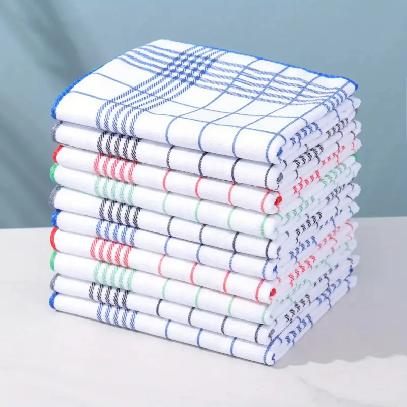 10-Pack Extra-Large Grid-Patterned Microfiber Cleaning Cloths (15.75x23.62in), Low Linting, Mess-Free, Highly Absorbent, Multi-Functional Dust Removal Cloths for Kitchen, Coffee Machine Quick Cleaning, Low Linting Cleaning Cloths, Mess-Free Cleaning Cloth