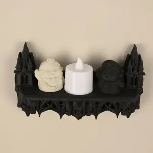 Gothic Skull Castle Wall Shelf, Dark Church Style, Vintage Crystal Mineral Organizer, Witchy Wall Rack, Dark Aesthetic Altar Decor, Essential Oil Storage