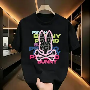 Bone Rabbit Tshirt Hip Hop Unisex Round Neck Summer Spring Casual Street Style Simple Trendy Loose Youthful Energetic Daily Wear Top