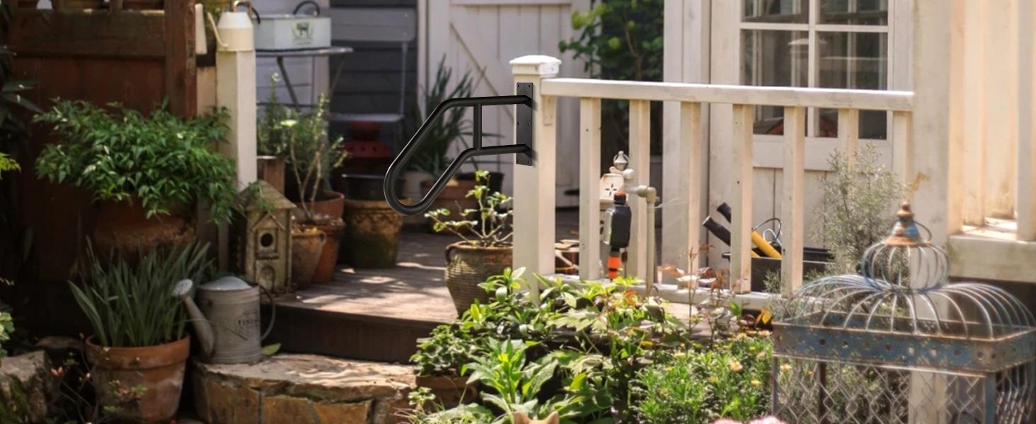 Hand Rails for Steps: U-Shape Black Handrails for 1-3 Steps Wall Hand Railing 1.3" Pipe Grab Bars Stainless Safety Handle for Porch