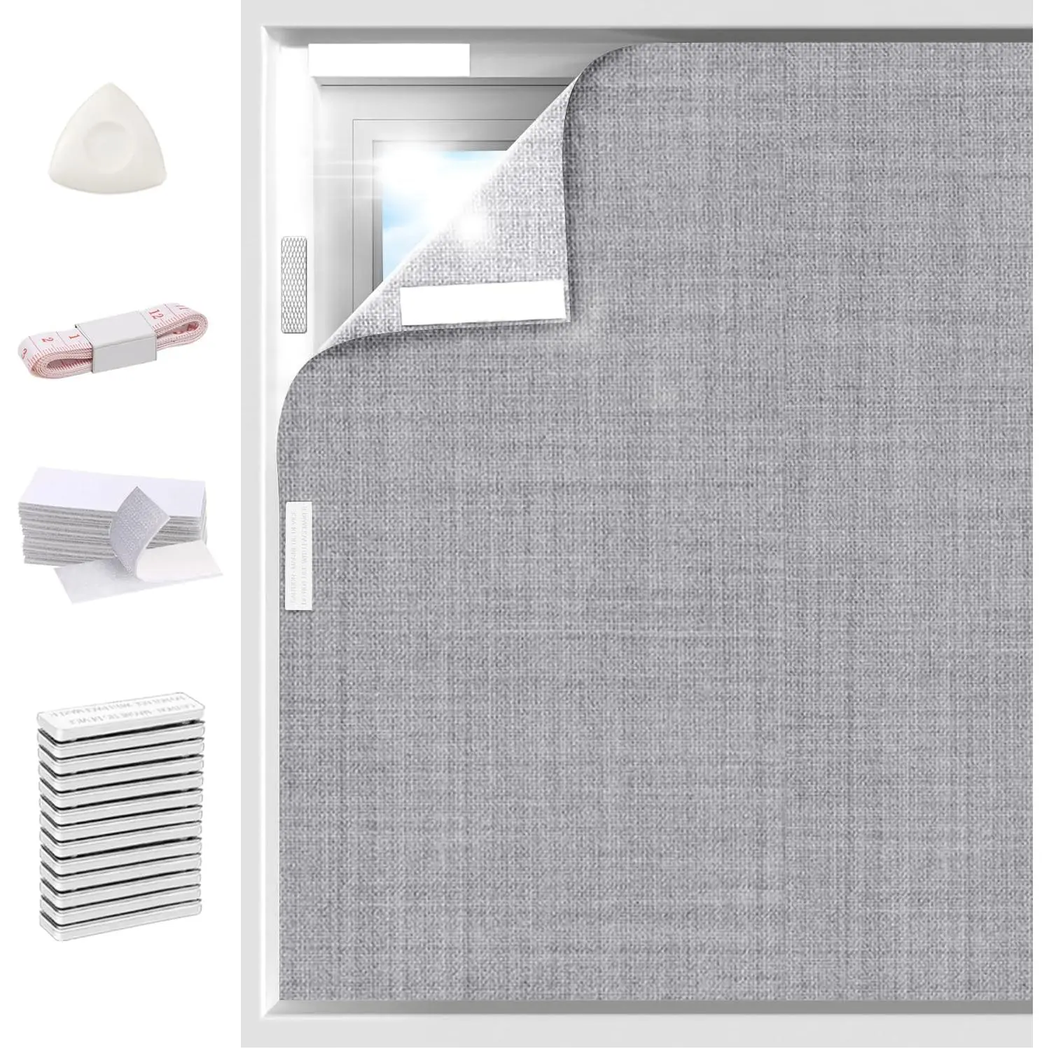 Linen  Blackout Curtain,  Window Cover, 59 x 118 in | Portable and Removable for Travel, No-Drill  and Hook-and-Loop Mounting, Cut to Fit Bedroom, , and RV Windows