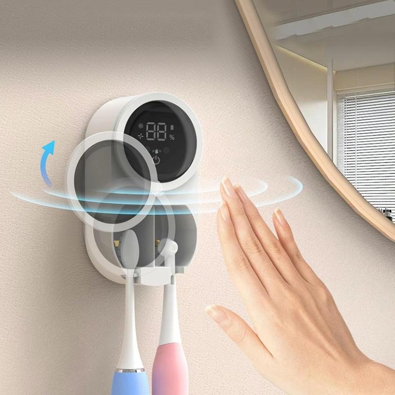 Wall Mounted Toothbrush Sterilizer, Rechargeable Toothbrush Holder, Toothbrush Cleaner with LED Smart Screen, Personal Care Appliances, Bathroom Accessory
