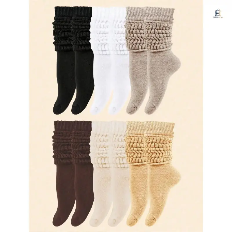 6 Pairs Women Loose Fit Multi-Color Long Socks |     Moisture Wicking Thick Warm Socks for Fall Winter Back to School Daily Wear
