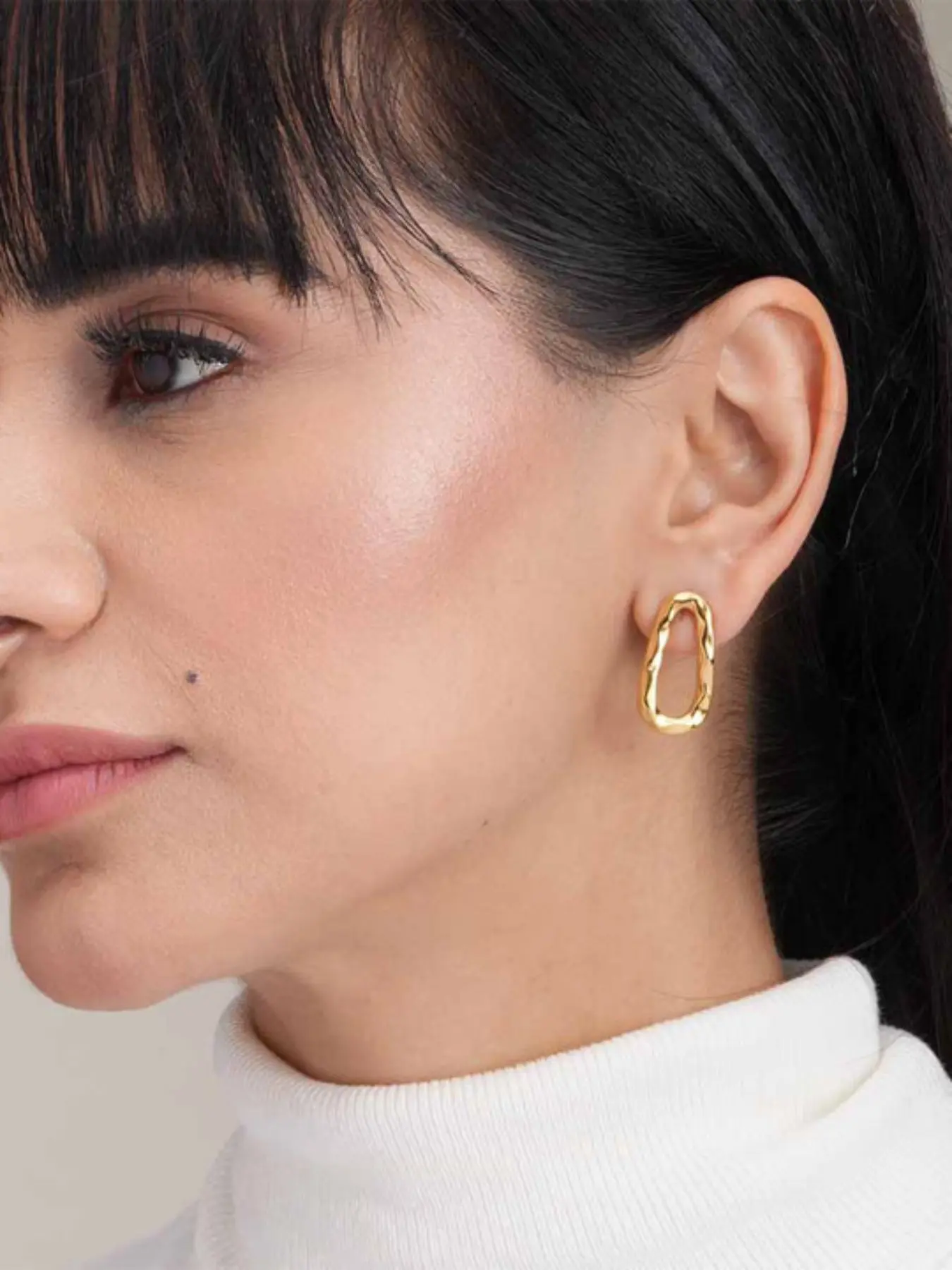 Elegant Liquid Metal Hollow Earrings for Women, Fashionable Jewelry, Eco-Friendly Material, Perfect for Birthdays, Parties, Gifts