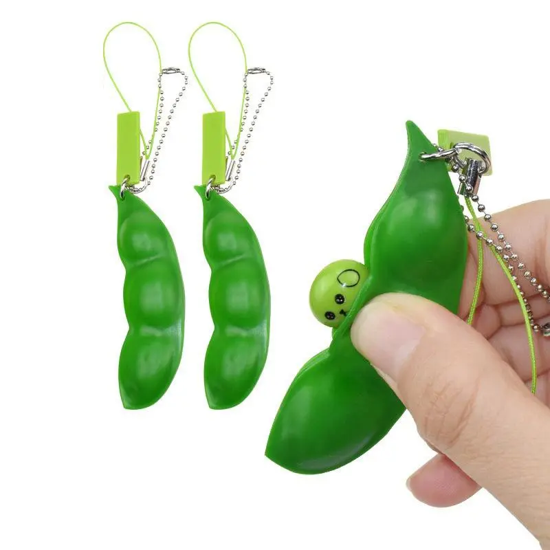 Keychain Sensory Bean Toy, Portable Lightweight Pea Pod Stress Reliever for Kids and Adults, Fun Soybean Keychain Ideal Gift for Stress Relief and Relaxation, Unique Pea Pod Shape, Stress Relief Tool, Keyrings for Keys