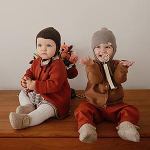 Linen Baby Pacifier Clip Holder| Soft Fabric Strap, 2-Pack (Olive/Shifting Sand)