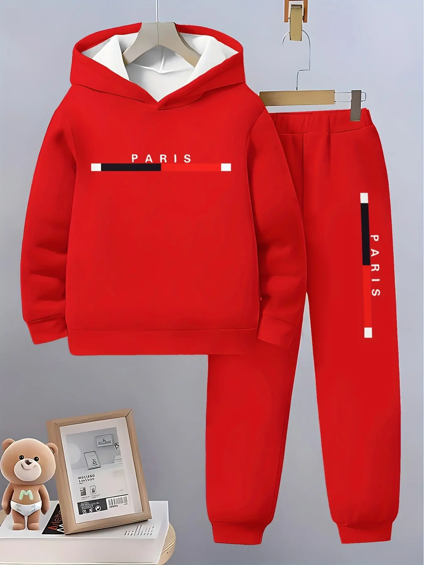 Boys' Casual Long Sleeve Sweatpants Set, All-Over Print, Letter Pattern, Regular Fit, Trendy Fashion for Boys, Perfect Gift Idea