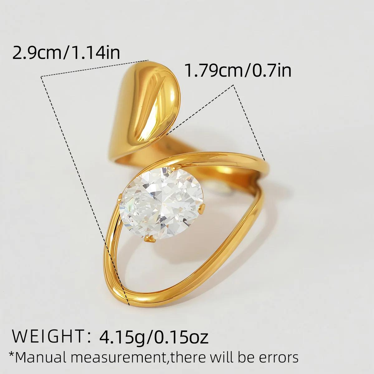 Statement Stainless Steel Delicate Shiny Cubic Zirconia Ring For Women High Quality 18K Gold PVD Plated Finger Jewelry Gift Gold-Plated Striped Couple Stacking Minimalist