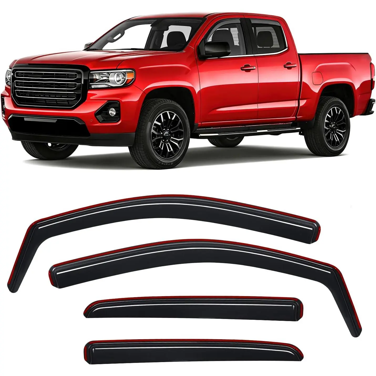 Nilight Automotive Smoke In-Channel Window Visors, 4pcs Window Rain Guards for Chevy Colorado GMC Canyon 2015-2022 Crew Cab, Clip-On Anti-Fog Deflectors with Double Fixation to Reduce Wind Noise, Ventilate - Car Accessories