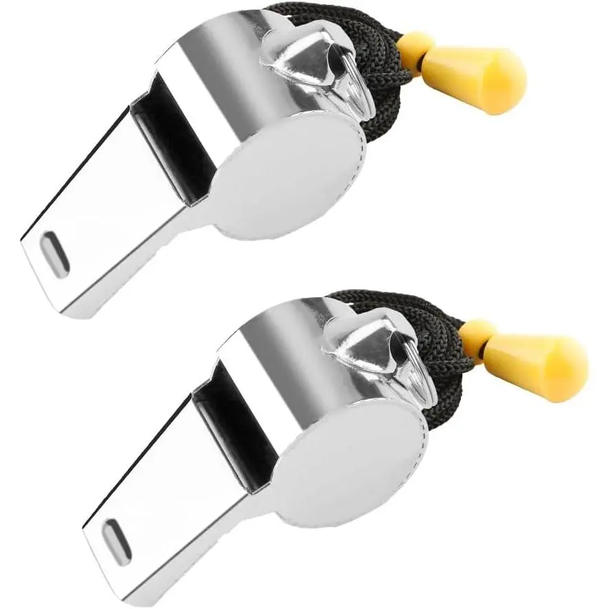 Stainless Steel Sports Whistle with Lanyard, Loud Crisp Sound Whistle for Coaches, Referees, Teachers, Officials