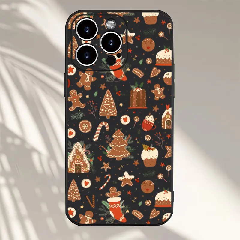 Gingerbread Christmas Phone Case,Cartoon Watercolor Style for iPhone 17 16 15 14 13 12 11 Plus Pro Max,Festive Daily Gift