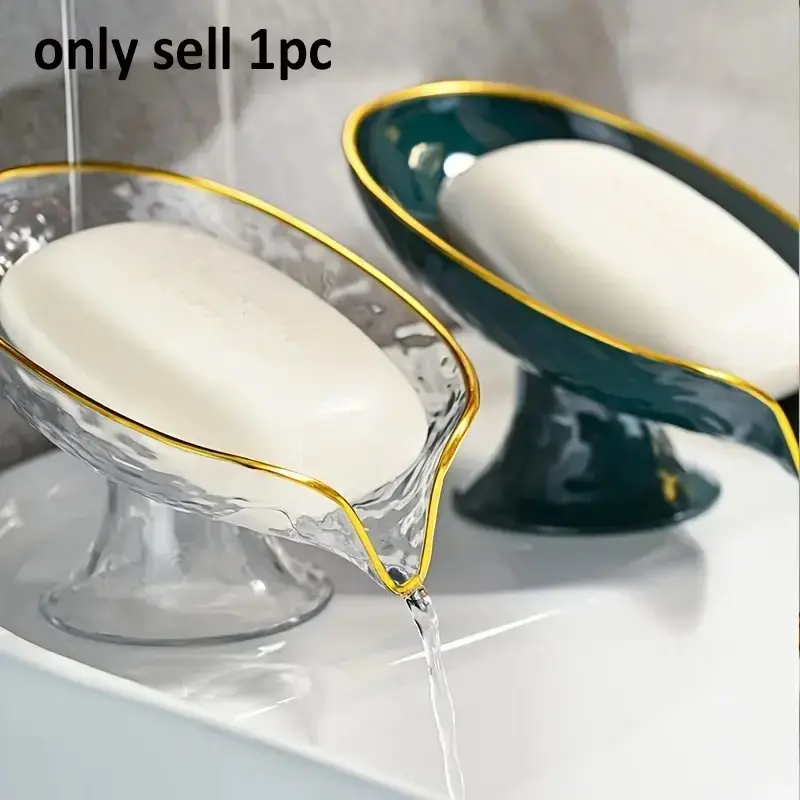 Elegant, transparent soap dispenser with decorative strips. A must-have for modern bathrooms. Practical drainage design. A luxurious storage option. Soap dispenser, bar soap holder, bar soap container. Soap Dish With Drainage