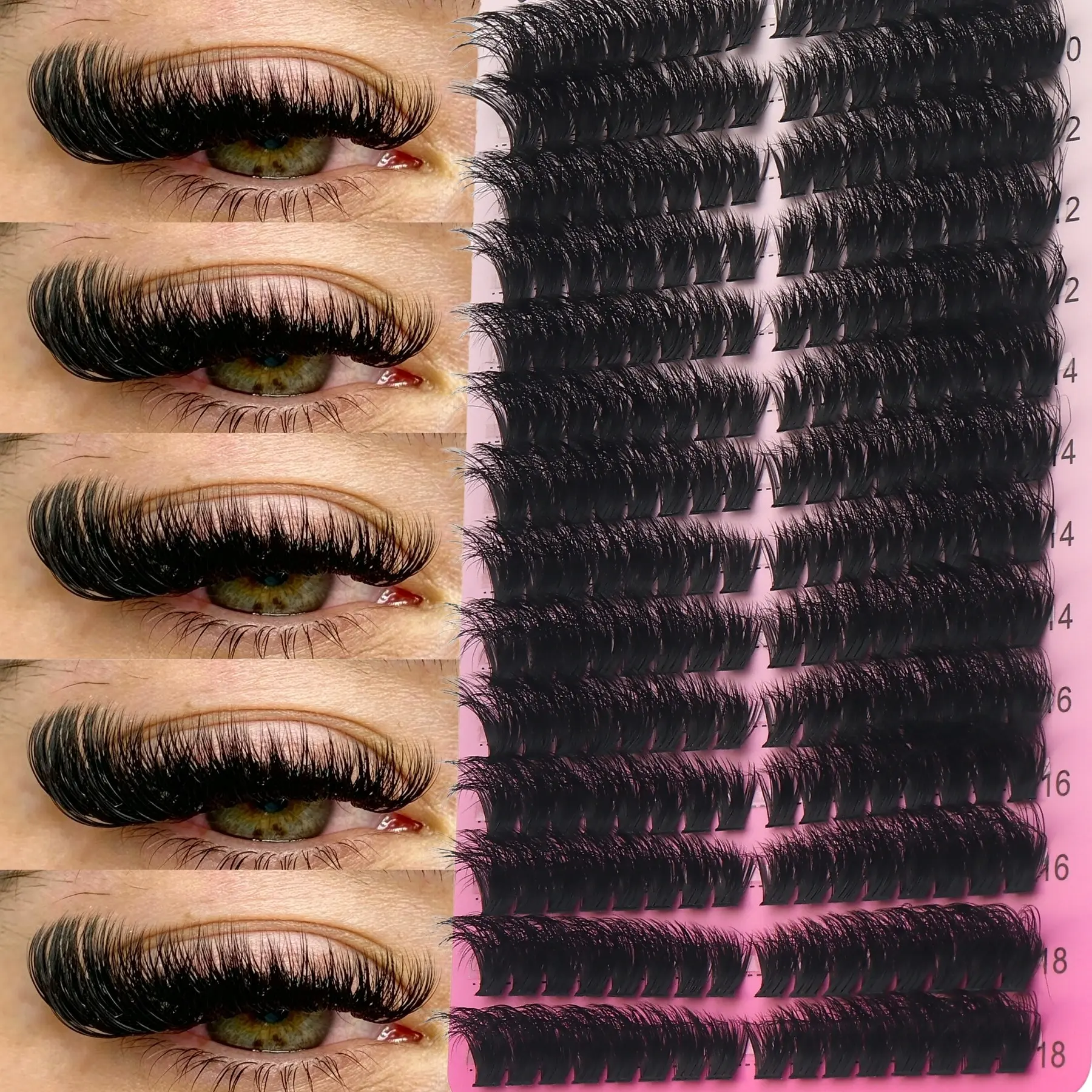 224Pcs 100D D Curl Russian Volume Lash Clusters, Mixed Length 10-18mm Soft Mink Fluffy Individual False Eyelashes, Reusable At-Home DIY Eyelash Extensions, Beginner Friendly Cluster Lashes For Daily Wear, Party And Festival Makeup Looks