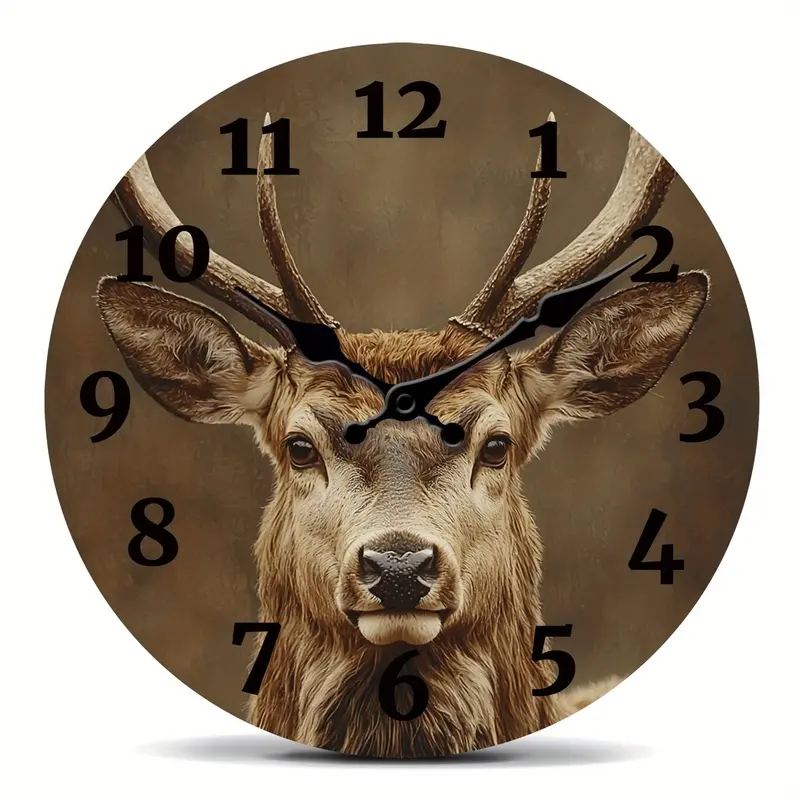 A modern fantasy-themed acrylic wall clock, featuring a deer face design, suitable for decorating the living room, bedroom, bathroom, and dining room, an ideal choice for Christmas and Thanksgiving