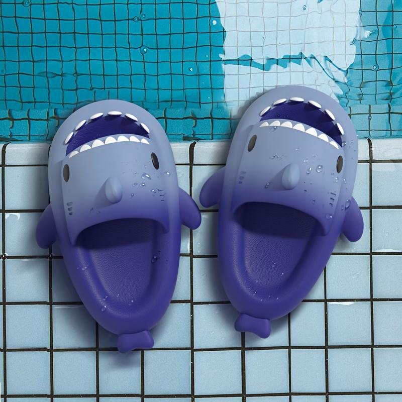 Men's Cute Shark Slides, Casual Non Slip Slippers, Open Toe Shoes For Indoor Outdoor Beach Shower, Spring And Summer