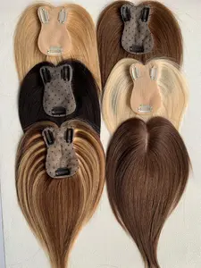 Human Hair Topper With Side Bangs for Women with Clips Real Human Hair 8-14 Inch Straight, Invisible Breathable Natural Wear, Daily Party Holiday Wedding Hair Pieces