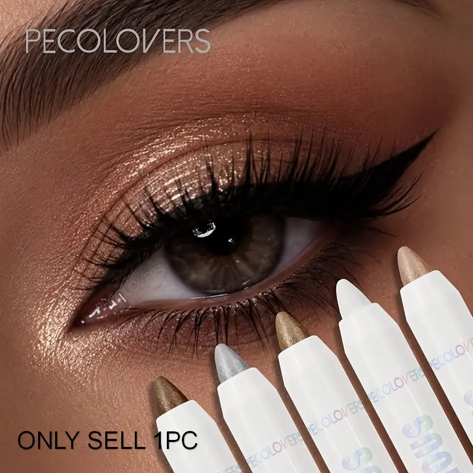 1PC Sparkling Eye Highlighter, Long-lasting Brightening Eye Corner Eyeshadow Pen, Pearl White Glitter Shimmering Eyelid Under Crease Pen, Finish for a Radiant Look