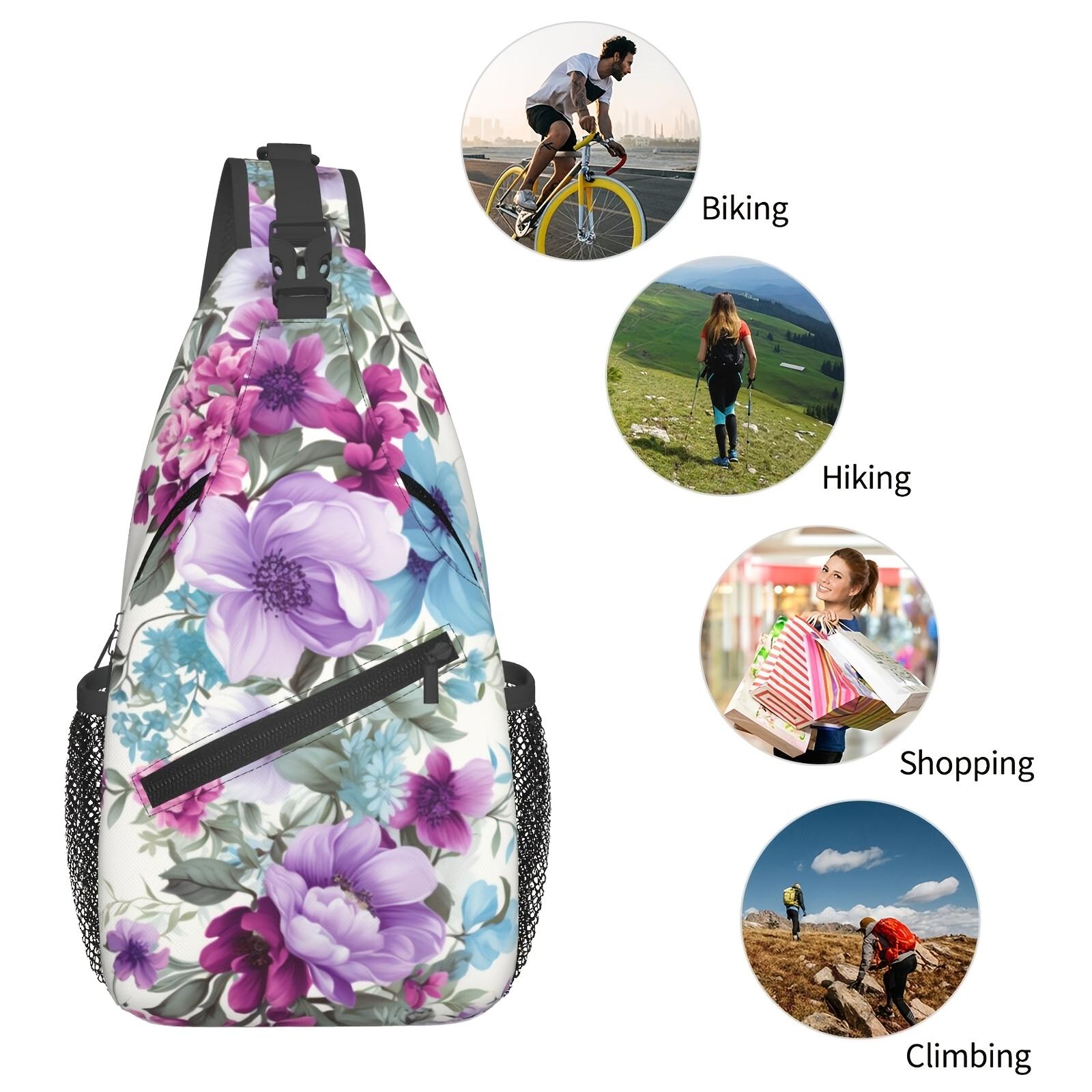 Crossbody Chest  Hiking Blooming Flowers Shoulder  Folding Large Capacity Fashion Durable Can Be Used For Shopping, Work, Leisure Travel Beach  Fishing  Travel Accessories Must Have  For School Back To School Christmas Gifts bag backpack