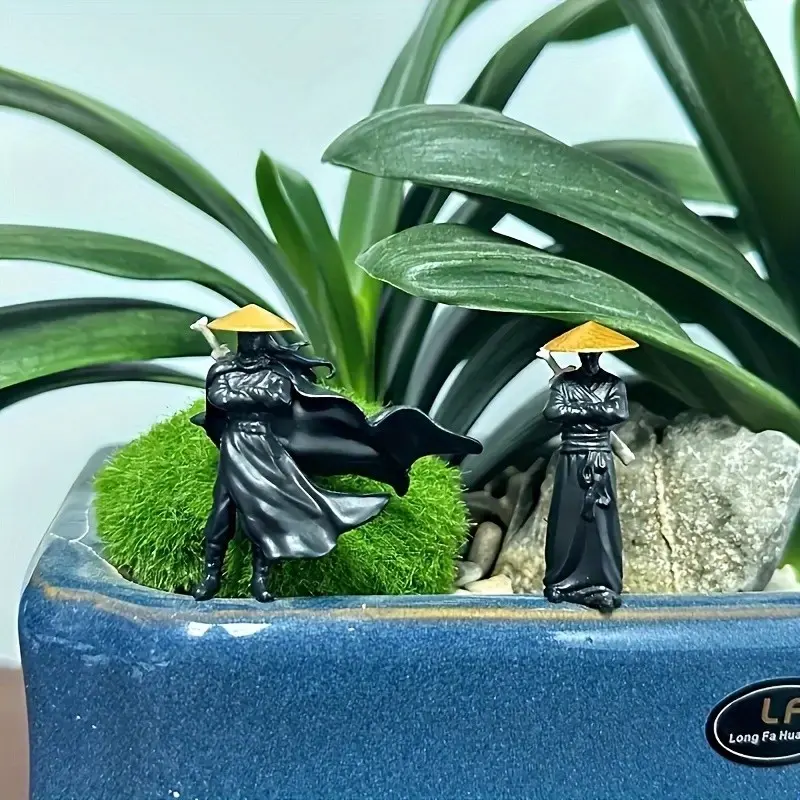 Mini Ancient Warrior Statues Set, Car Dashboard Decor, Car Ornaments, Bonsai & Aquarium Ornament, Samurai Micro Scene Desk Accessories