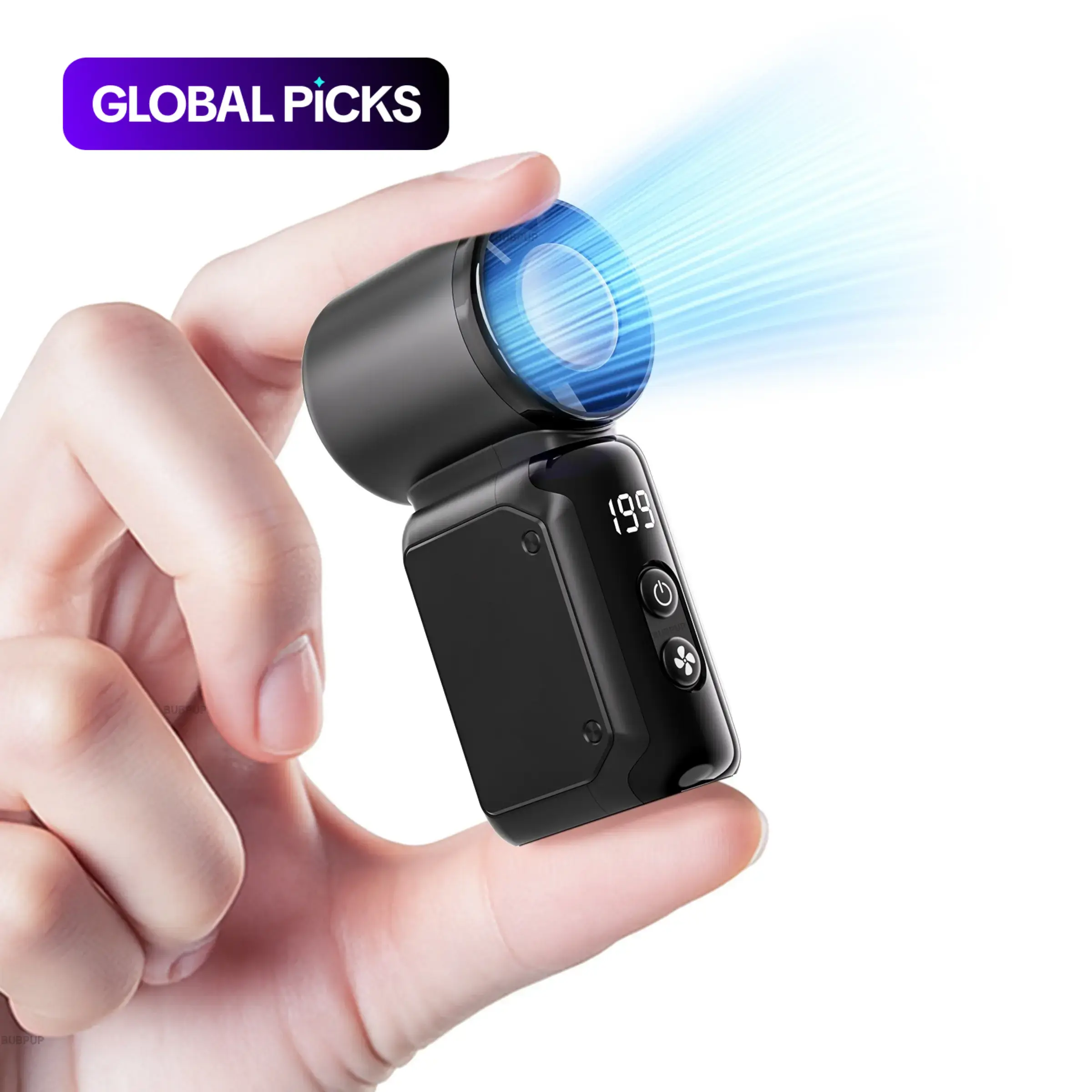 Mighty Portable Fan, USB Rechargeable Handheld Mini Fan, 199 Gear Wind & LED Display, 18000 RPM Mini Pocket High Speed Fan for Travel Essentials, Summer Gifts for Women and Men, Cordless Rechargeable Fan, Powerful Fan #GLOBAL PICKS