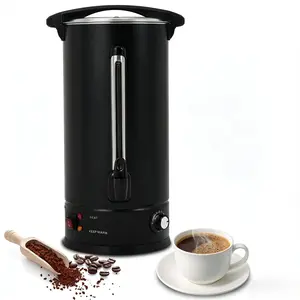 Garvee Commercial Coffee Urns with Large 14L and 16L Capacity, Double Wall Stainless Steel, Electric Hot Water Dispensers with Automatic Temperature Control and Faucet, Perfect for Parties and Catering in Black and Silver
