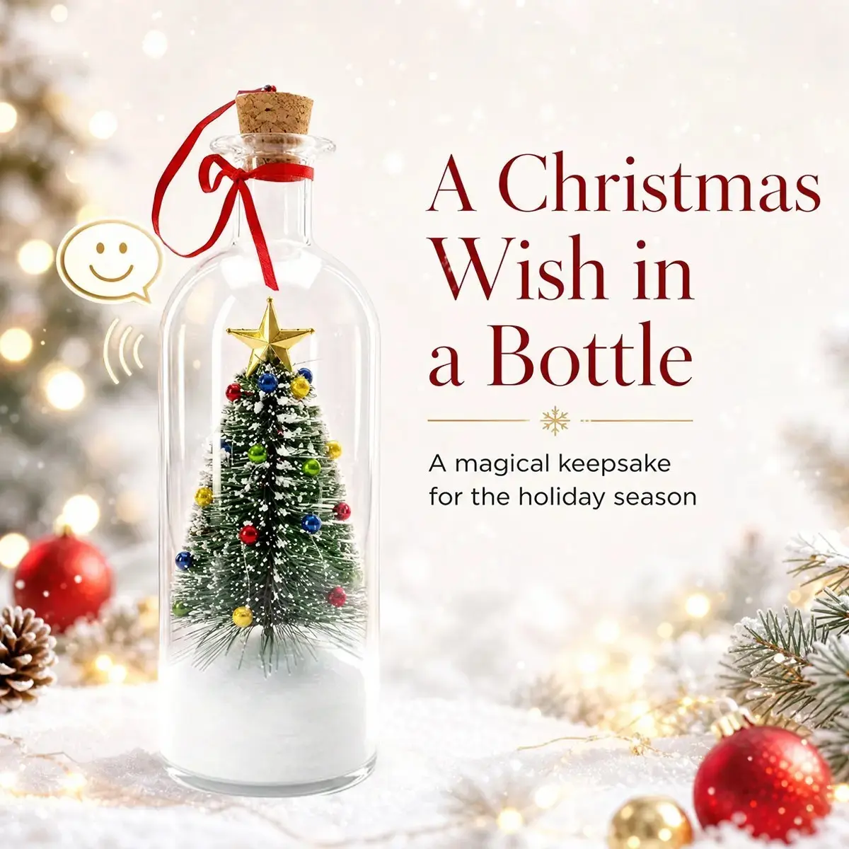 Mr. Christmas 8" Recordable Christmas Tree Message in a Bottle, Perfect for Holiday Greetings, Unique Gift Idea for Family & Friends