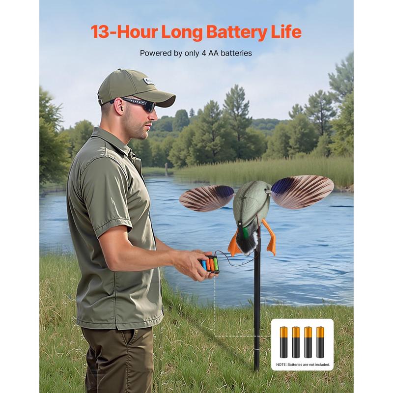 VEVOR Spinning Wing Motion Duck Decoys, Outdoor Teal Decoys for Hunting, Floating Duck for Pool, Pond, and Lake, Realistic Plastic Duck Hunting Decoy, Garden Yard Decoration, Easy to Carry, 1-Pack