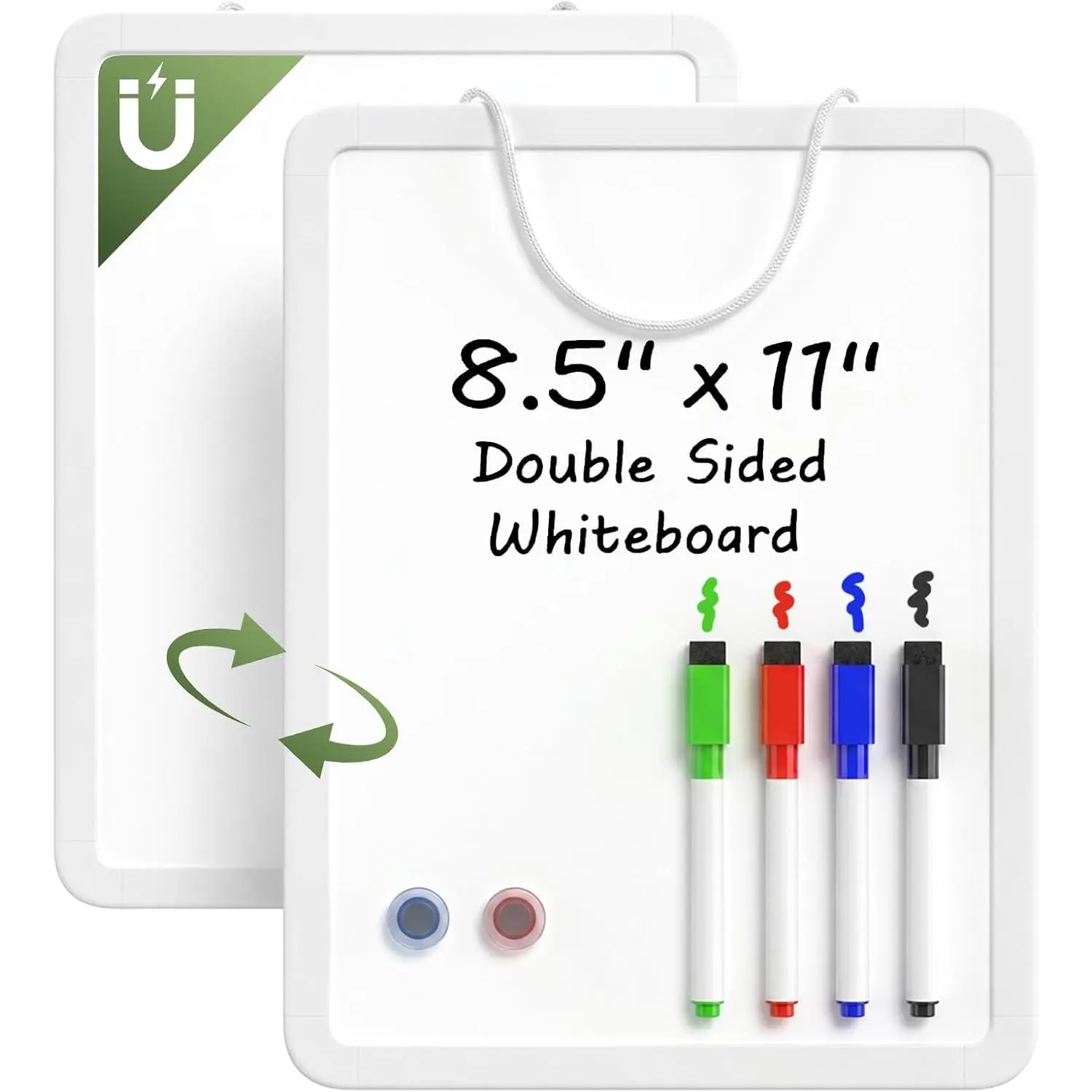 8.5x11 Inches Small Whiteboard, Double Sided Dry Erase Board with 4 Markers and 2 , Portable Mini White Board for , School, Office and Fridge Use