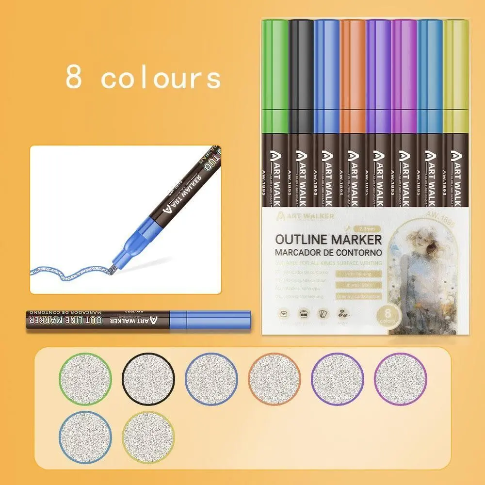 8 Color/12 Color/24 Color Dual Line Pen, Student Notebook Highlighter, Press-Down Dual Line Pen, Bright Fluorescent Colors
