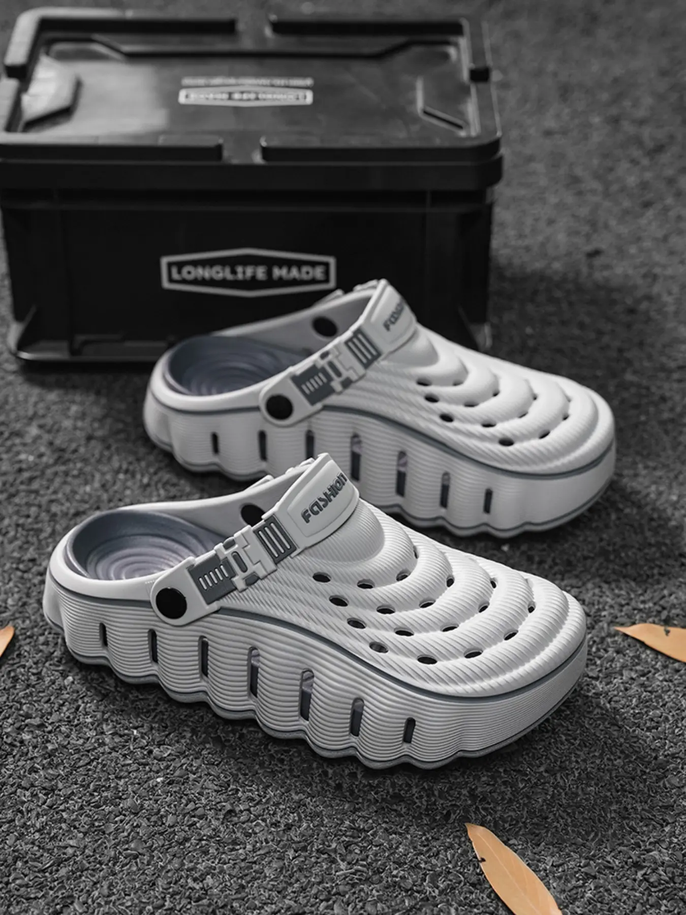 Men's Casual Eva Slippers, Summer Wave Style Thick Sole, Comfortable High Elasticity, Versatile Outdoor & Daily Wear, Trendy Beach Shoes