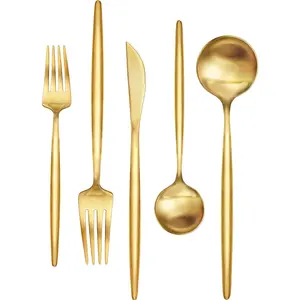 30-Piece Gold Food-Grade Stainless Steel Cutlery Set for 6, Includes Spoons Forks Knives, Ideal for Home Office Restaurant Hotel Use
