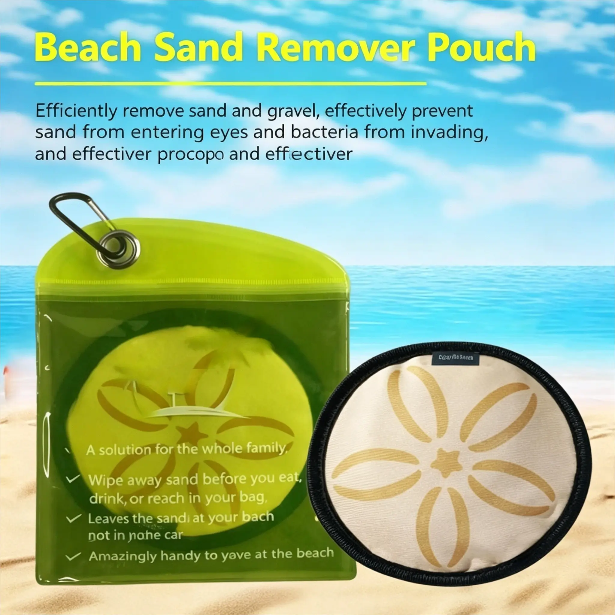 1pc Beach Sand Remover & Bag Set - Reusable Sand Cleaner, Beach Essential - Sand-Free Beach Bag, Camping Gadget, Sand Brush & Sand Eliminator for Beach, Outdoor, Camping & Surfing Activities, Beach Accessories