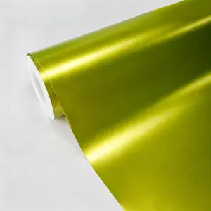 High Quality Matte Satin Metallic Chrome Lemon Green Vinyl Wrap Satin Metallic Car Wrapping Sticker Film Bubble Free Auto Internal External Decal