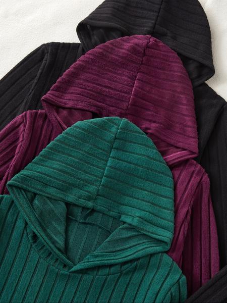 Women's Homecoming Set, 6-Piece Long Sleeve Hoodie Top & Ankle-Length Pants, Ribbed Brushed Fabric, Casual Comfortable Daily Wear, Winter Wear