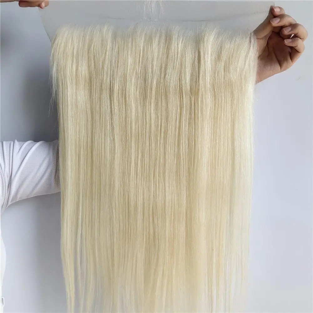 613 Blonde Frontal Human Hair 13x4 Straight Transparent  Lace Pre Plucked  Hairline with  Hair Ear to Ear 613 Frontal Only for Women 14 Inch