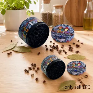 2 Inch 5cm Mini Manual Pepper Mill Peppercorn Dry Spice Grinder Graffiti Character Print Pattern Compact Kitchen Seasoning Tool Home Cooking Meal Prep